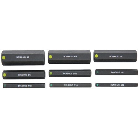 Bondhus Socket Bit, SAE, 9 pcs 33299